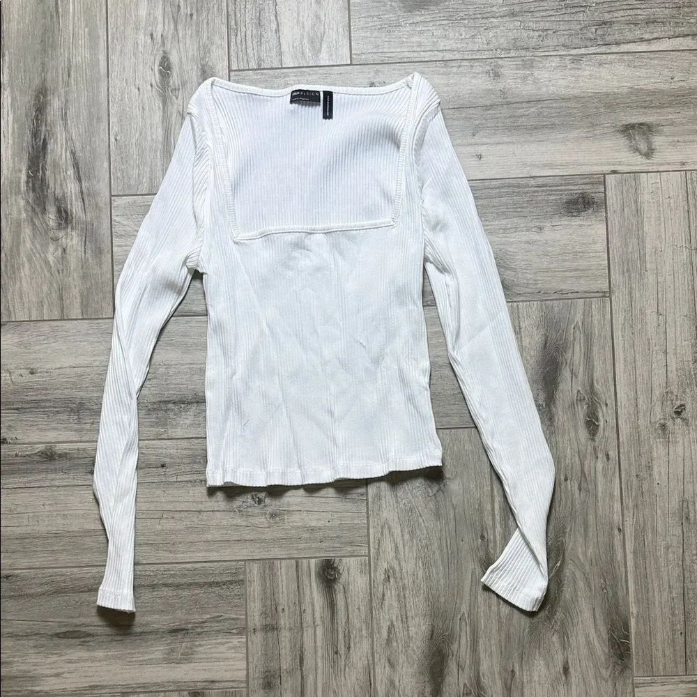 ASOS White Ribbed Long Sleeve Top
